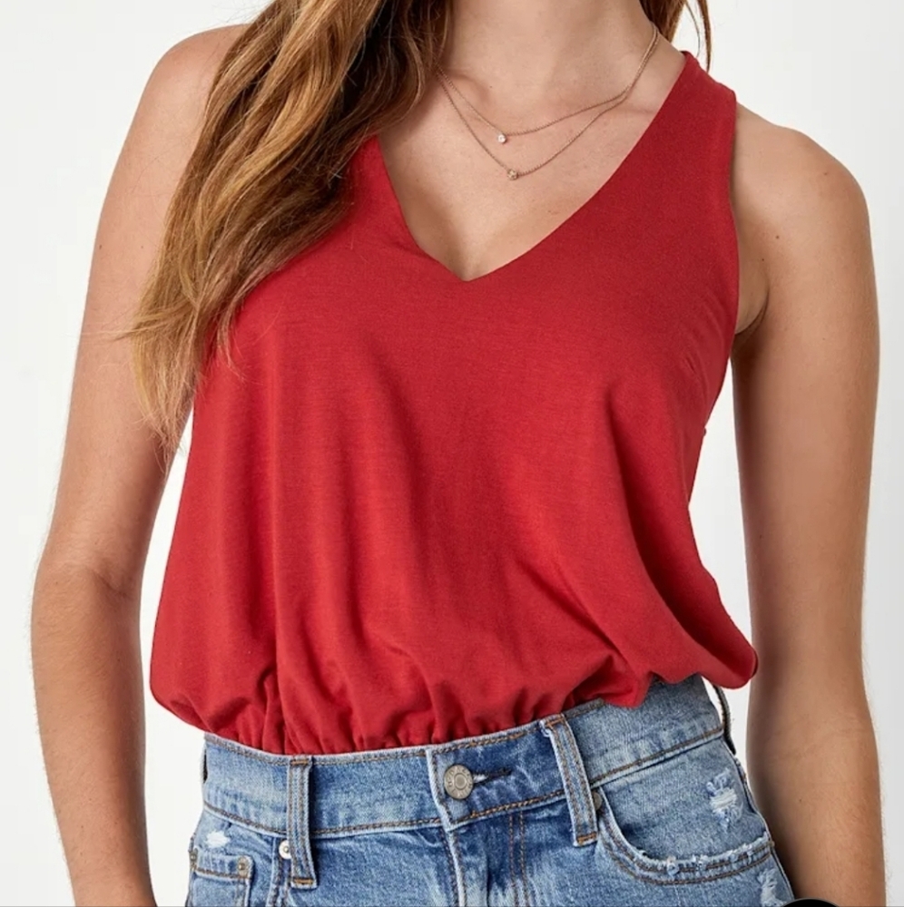 Lulus Rust Red Sleeveless Body Suit Xs